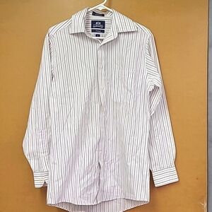 Stafford Size 32-33 Fitted Striped Dress Shirt